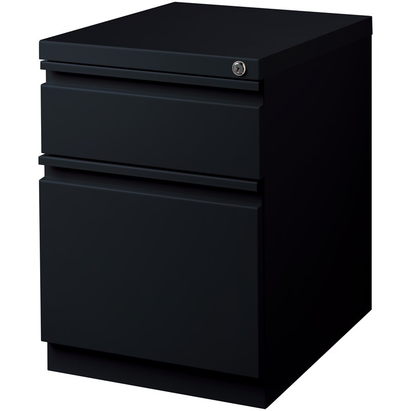 Hirsh 20-in Deep Mobile Pedestal File 2-Drawer Box/File Full Width Pull Black
