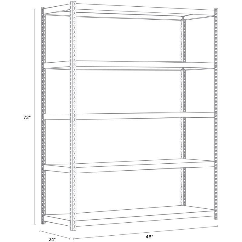 Iron Horse 3800 Riveted Metal Shelving 5-Shelf Unit 24D x 48W x 72H Black
