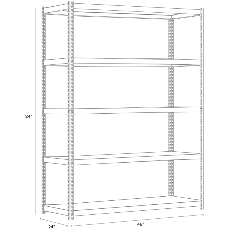 Iron Horse 3800 Riveted Metal Shelving 5-Shelf 24Dx48Wx84H Black