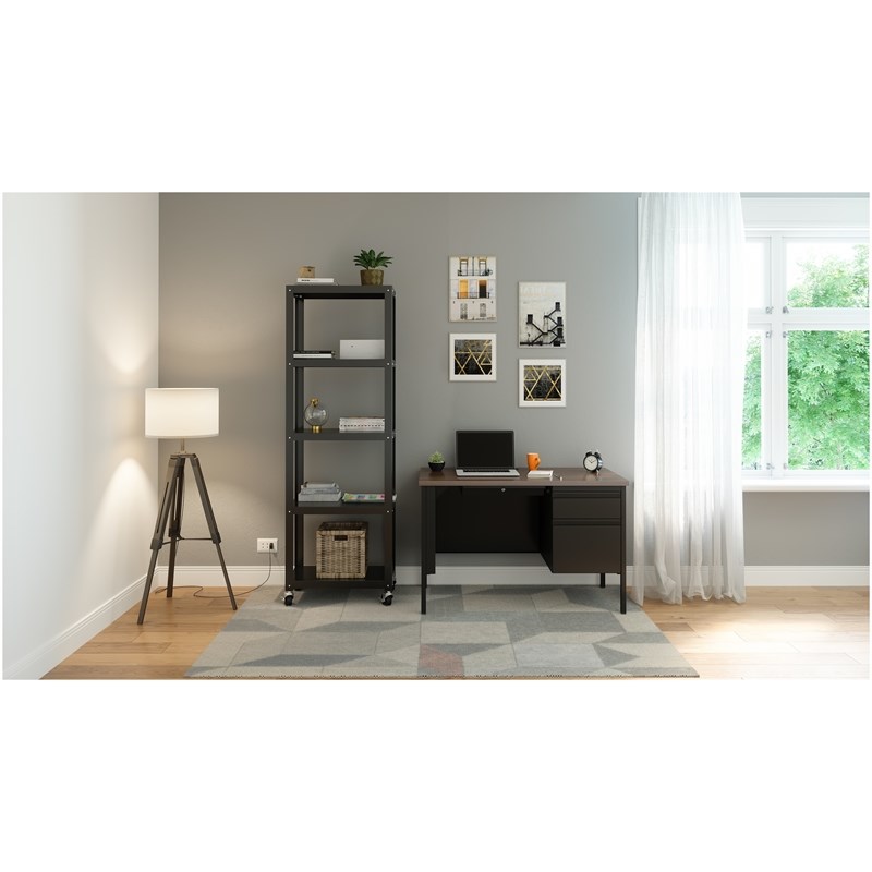Space Solutions RTA 72-inch High Mobile 5-Shelf Metal Bookcase Black
