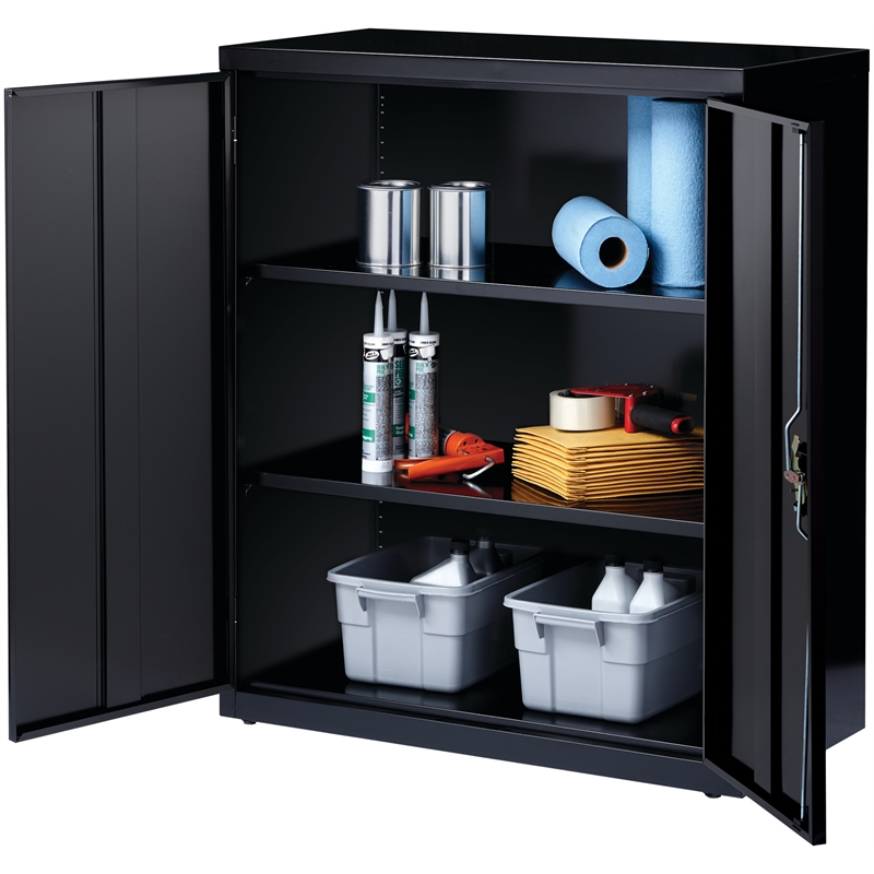 Hirsh Metal Storage with 2 Adjustable Shelves 18"D x 36"W x 42"H Black 21195