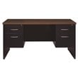 Hirsh 30D x 60W Double Pedestal Metal Desk Arch Pull Handles Black/Walnut