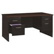 Hirsh 30D x 60W Double Pedestal Metal Desk Arch Pull Handles Black/Walnut