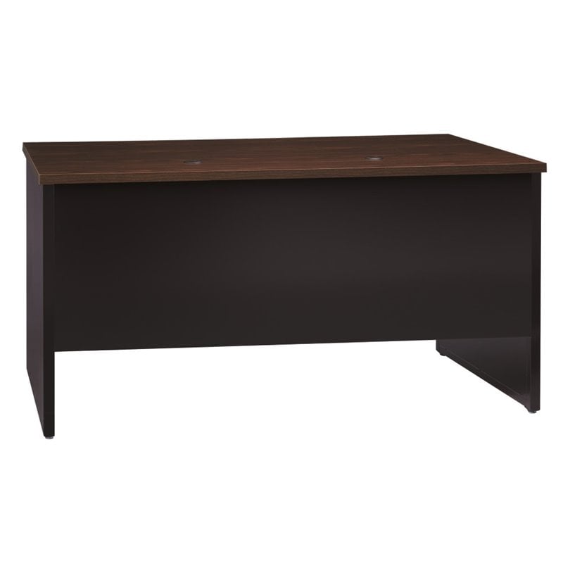 Hirsh 30D x 60W Double Pedestal Metal Desk Arch Pull Handles Black/Walnut