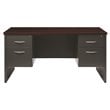 Hirsh 30D x 60W Double Pedestal Metal Desk Arch Pull Handles Charcoal/Mahogany