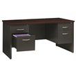 Hirsh 30D x 60W Double Pedestal Metal Desk Arch Pull Handles Charcoal/Mahogany