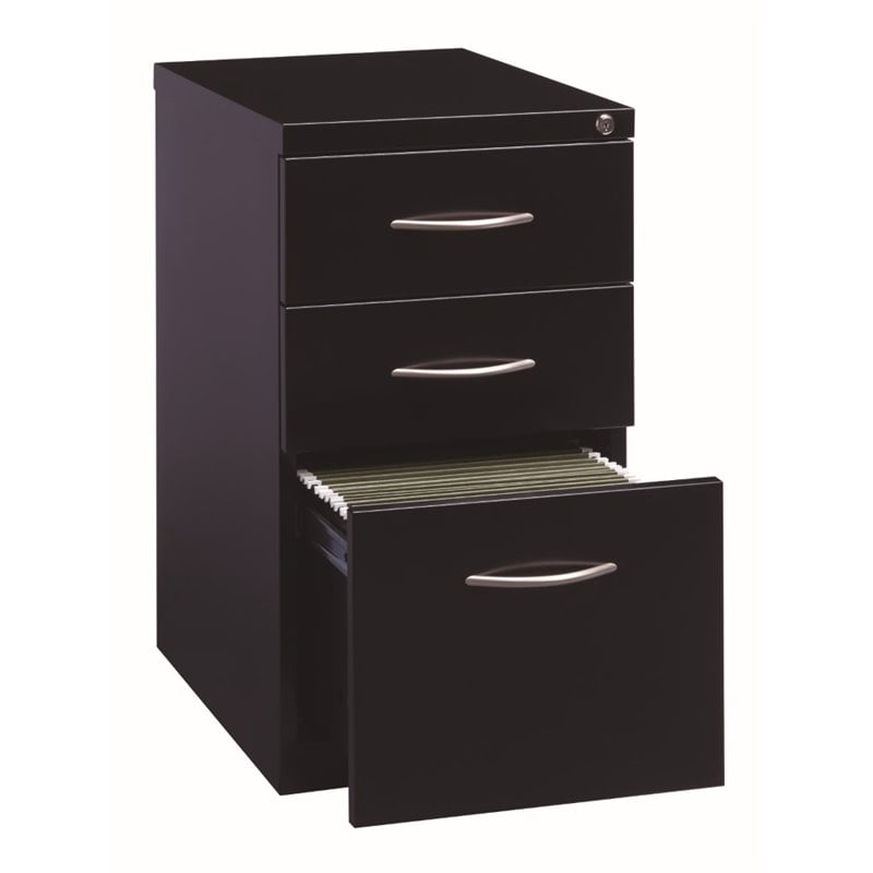 Hirsh 23-in Deep Mobile Pedestal File 3-Drawer Box/Box/File. Arch Pull. Black