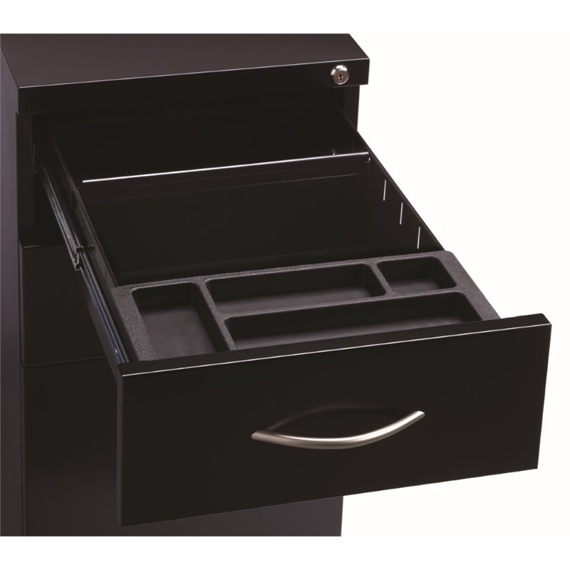 Hirsh 23-in Deep Mobile Pedestal File 3-Drawer Box/Box/File. Arch Pull. Black