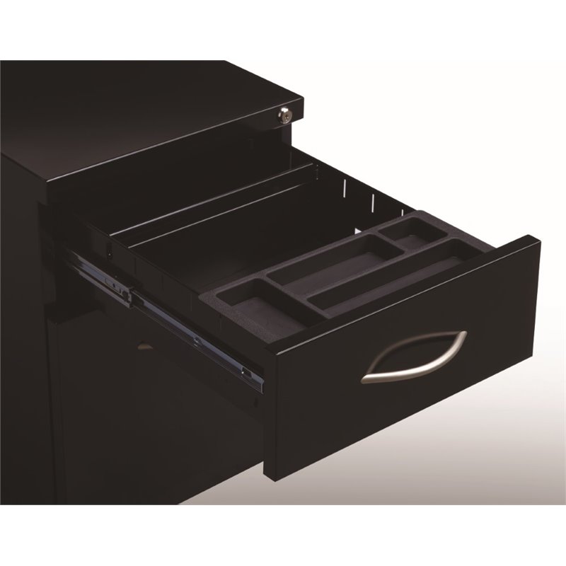 Hirsh 20-in Deep Mobile Pedestal File 2-Drawer Box/File with Arch Pull Black