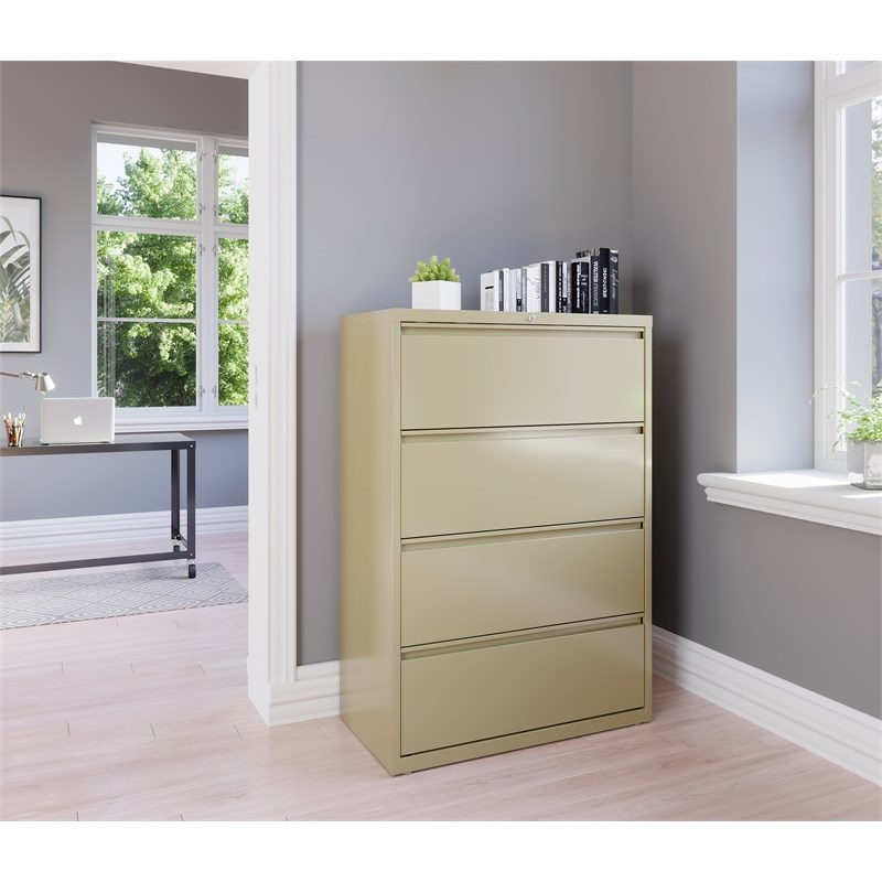 Hirsh 36-in Wide HL8000 Series Metal 4 Drawer Lateral File Cabinet Putty/Beige