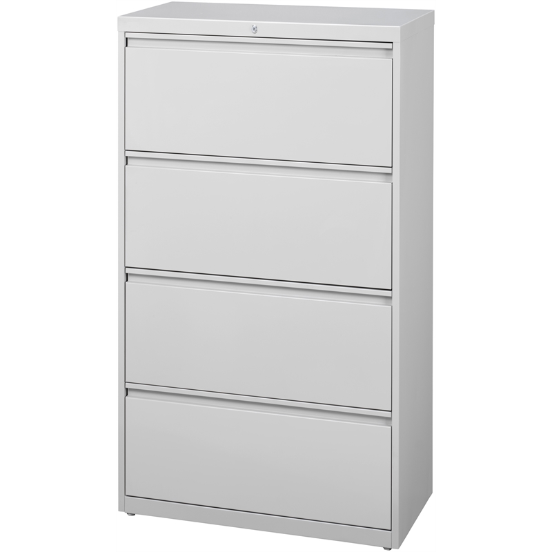 Hirsh 36-in Wide HL8000 Series Metal 4 Drawer Lateral File Cabinet Light Gray