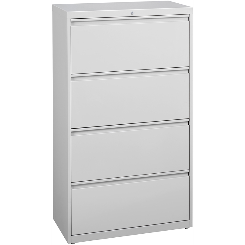 Hirsh 36-in Wide HL8000 Series Metal 4 Drawer Lateral File Cabinet Light Gray
