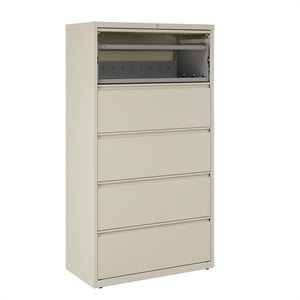 Hirsh 36-in Wide HL8000 Series Metal 5 Drawer Lateral File Cabinet Putty/Beige