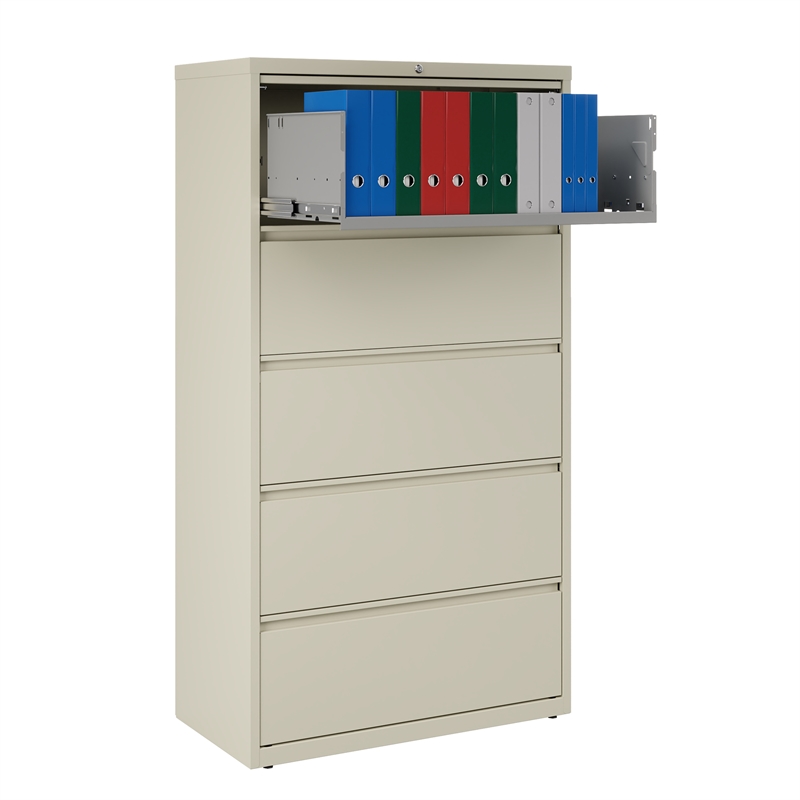 Hirsh 36-in Wide HL8000 Series Metal 5 Drawer Lateral File Cabinet Putty/Beige