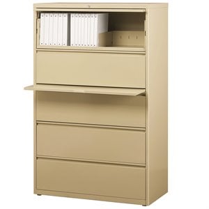 hirsh 36-in wide hl8000 series metal 5 drawer lateral file cabinet putty/beige