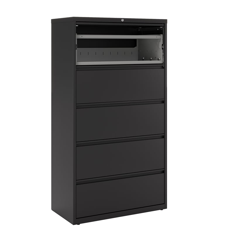 Hirsh 36-in Wide HL8000 Series Metal 5 Drawer Lateral File Cabinet Black