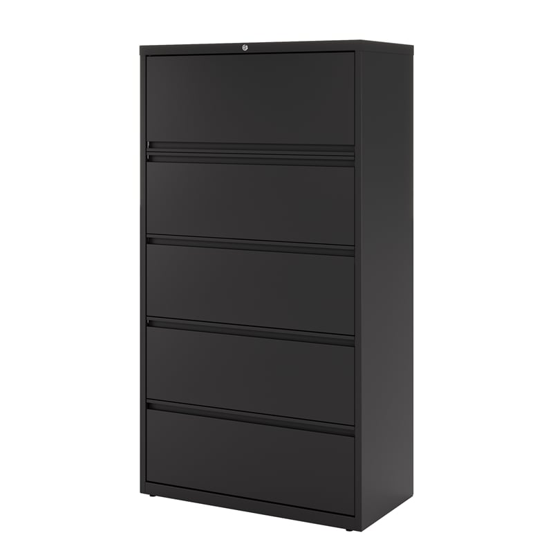 Hirsh 36-in Wide HL8000 Series Metal 5 Drawer Lateral File Cabinet Black