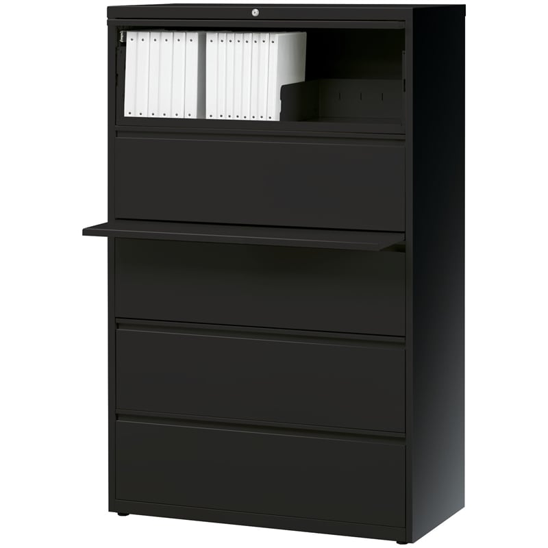Hirsh 36-in Wide HL8000 Series Metal 5 Drawer Lateral File Cabinet Black