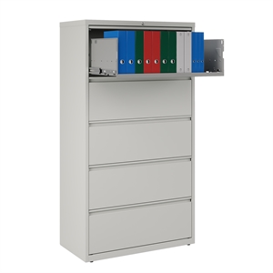 Hirsh 36-in Wide HL8000 Series 5-Drawer Metal Lateral File Cabinet in Light Gray