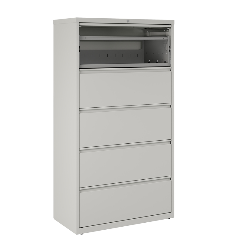 Hirsh 36-in Wide HL8000 Series 5-Drawer Metal Lateral File Cabinet in Light Gray