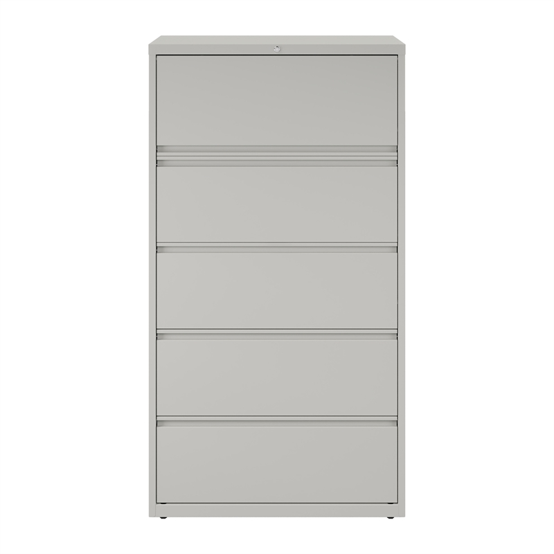 Hirsh 36-in Wide HL8000 Series 5-Drawer Metal Lateral File Cabinet in Light Gray