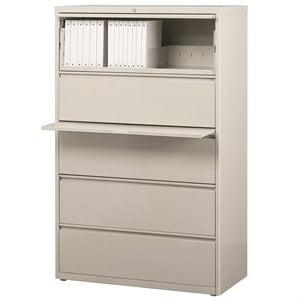 hirsh 36-in wide hl8000 series 5-drawer metal lateral file cabinet in light gray