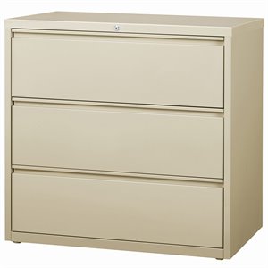 hirsh 42-in wide hl8000 series metal 3 drawer lateral file cabinet putty/beige