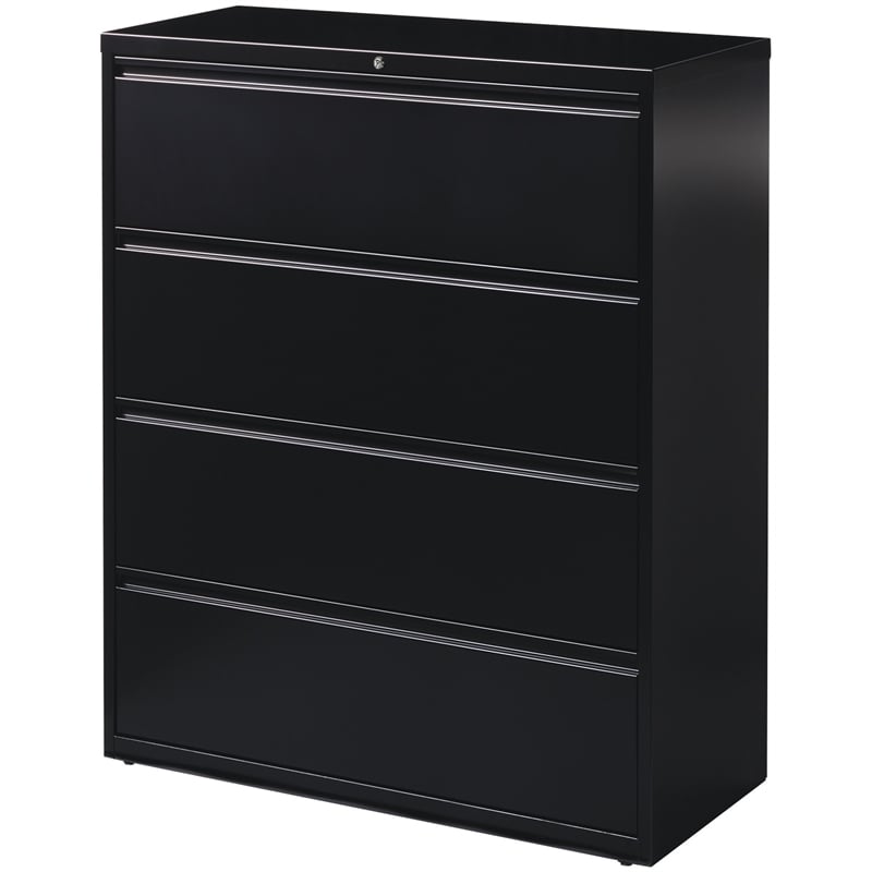 Hirsh 42-in Wide HL8000 Series Metal 4 Drawer Lateral File Cabinet Black