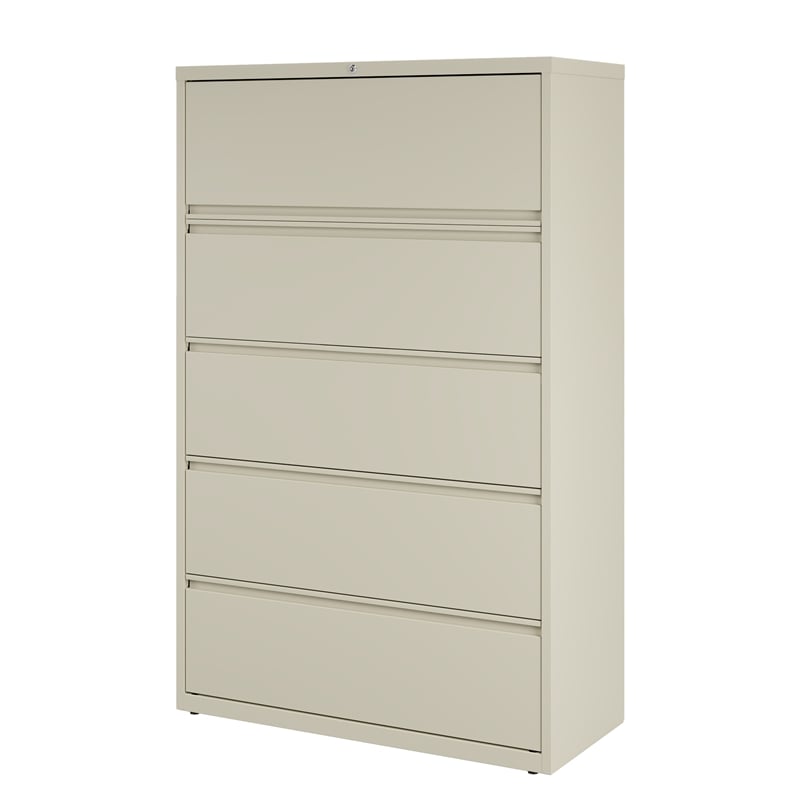 Hirsh 42-in Wide HL8000 Series Metal 5 Drawer Lateral File Cabinet Putty/Beige