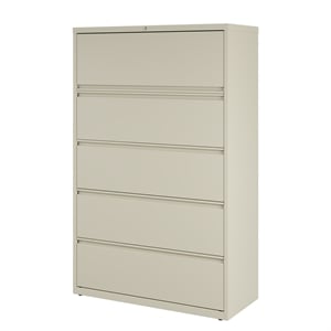Hirsh 42-in Wide HL8000 Series Metal 5 Drawer Lateral File Cabinet Putty/Beige