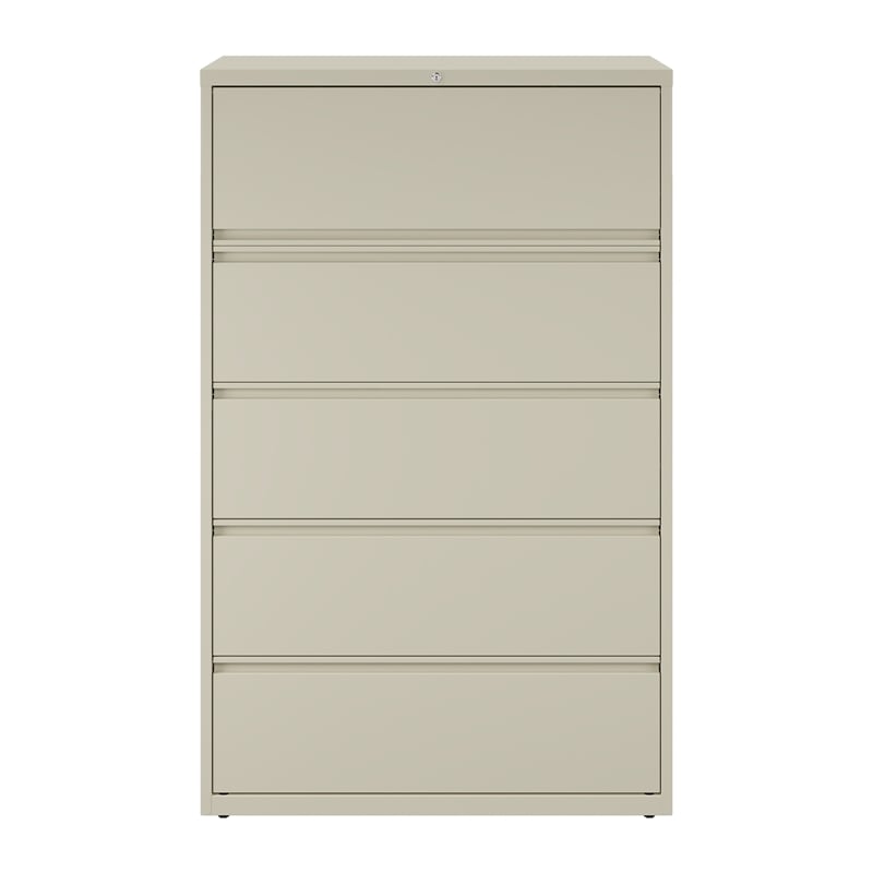 Hirsh 42-in Wide HL8000 Series Metal 5 Drawer Lateral File Cabinet Putty/Beige