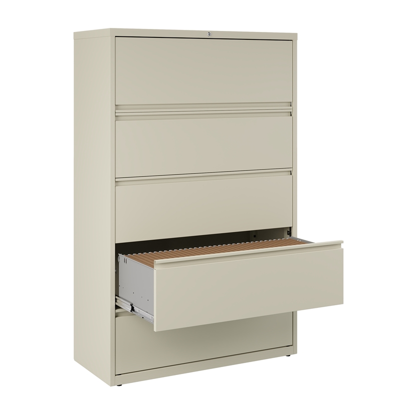 Hirsh 42-in Wide HL8000 Series Metal 5 Drawer Lateral File Cabinet Putty/Beige