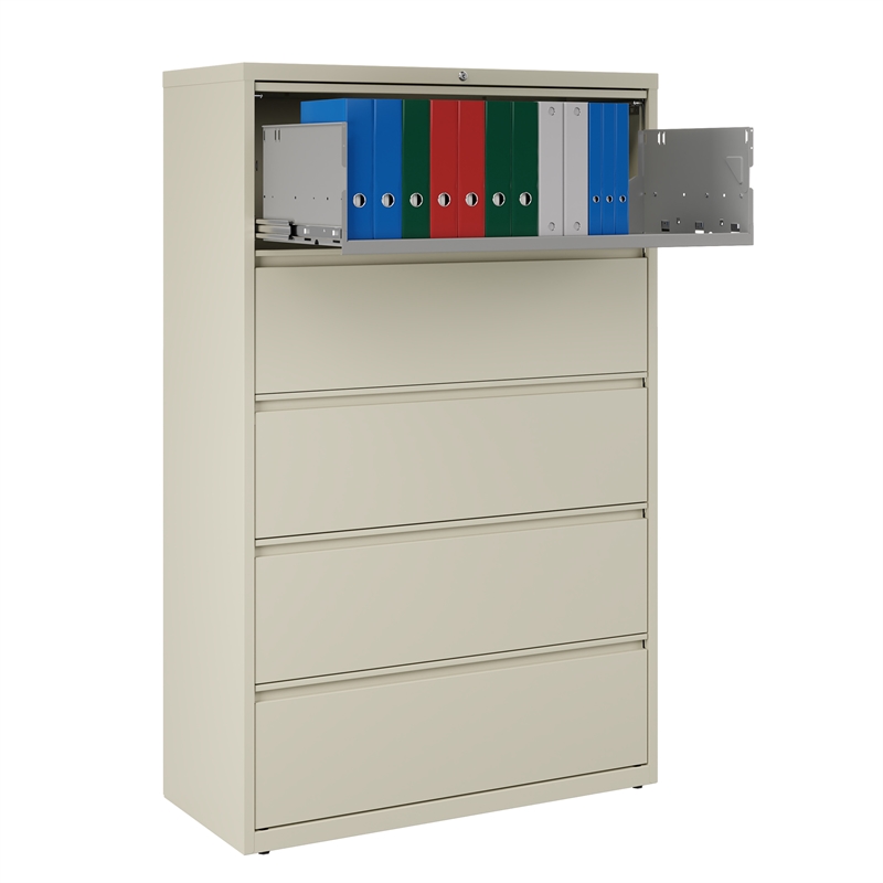 Hirsh 42-in Wide HL8000 Series Metal 5 Drawer Lateral File Cabinet Putty/Beige