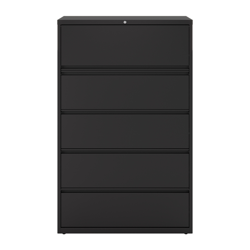 Hirsh 42-in Wide HL8000 Series Metal 5 Drawer Lateral File Cabinet Black