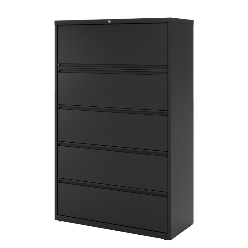 Hirsh 42-in Wide HL8000 Series Metal 5 Drawer Lateral File Cabinet Black