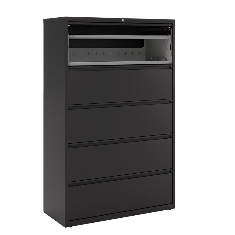 Hirsh 42-in Wide HL8000 Series Metal 5 Drawer Lateral File Cabinet Black