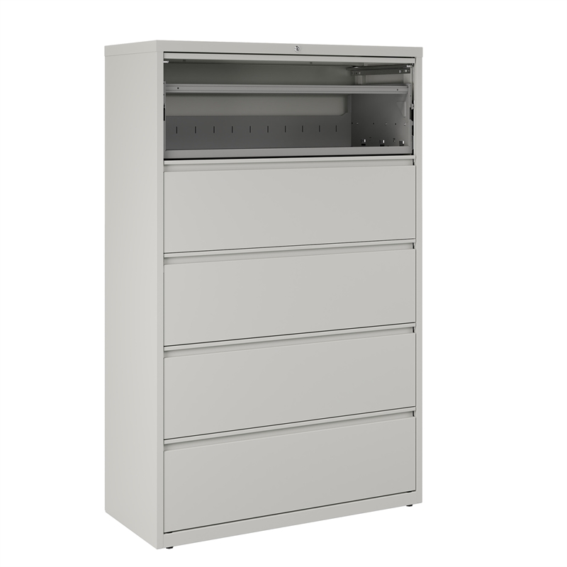 Hirsh 42-in Wide HL8000 Series Metal 5 Drawer Lateral File Cabinet Light Gray