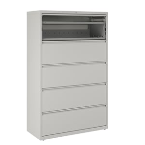 Hirsh 42-in Wide HL8000 Series Metal 5 Drawer Lateral File Cabinet Light Gray