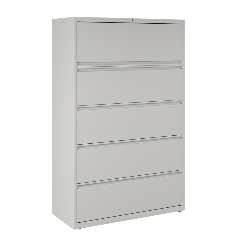 Hirsh 42-in Wide HL8000 Series Metal 5 Drawer Lateral File Cabinet Light Gray