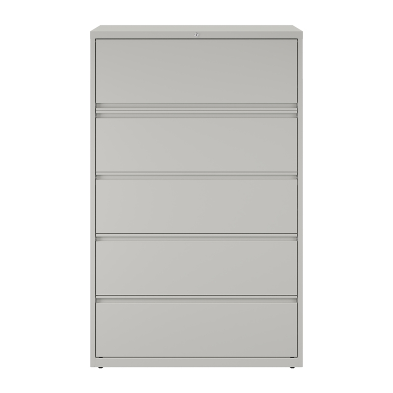 Hirsh 42-in Wide HL8000 Series Metal 5 Drawer Lateral File Cabinet Light Gray