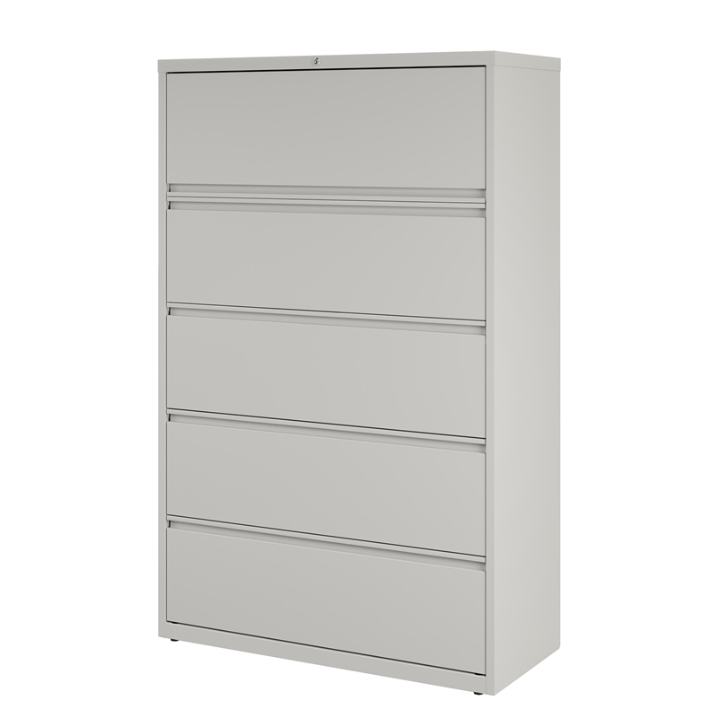 Hirsh 42-in Wide HL8000 Series Metal 5 Drawer Lateral File Cabinet Light Gray