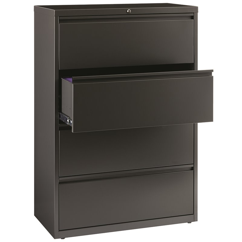 Hirsh 36-in Wide HL8000 Series Metal 4 Drawer Lateral File Cabinet Charcoal