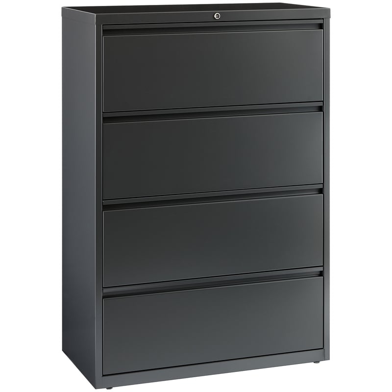 Hirsh 36-in Wide HL8000 Series Metal 4 Drawer Lateral File Cabinet Charcoal