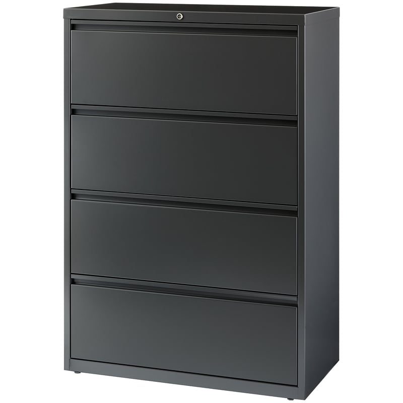 Hirsh 36-in Wide HL8000 Series Metal 4 Drawer Lateral File Cabinet Charcoal