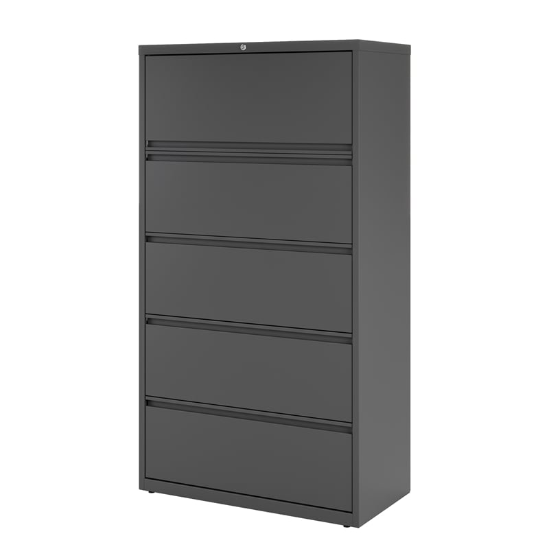 Hirsh 36-in Wide HL8000 Series Metal 5 Drawer Lateral File Cabinet Charcoal