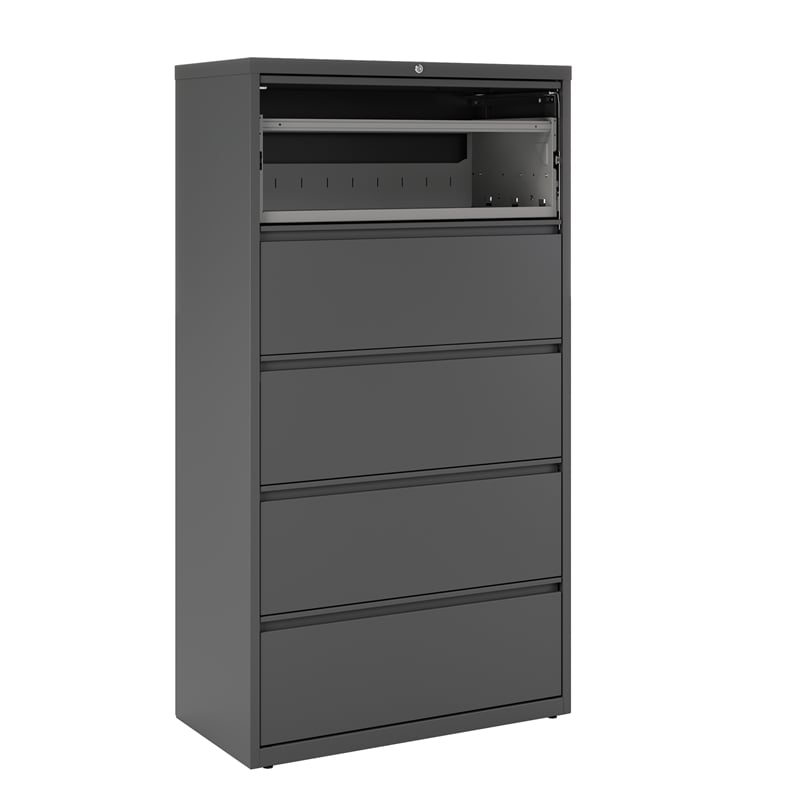 Hirsh 36-in Wide HL8000 Series Metal 5 Drawer Lateral File Cabinet Charcoal