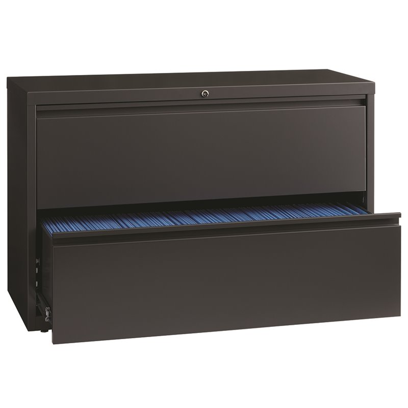 Hirsh 42-in Wide HL8000 Series Metal 2 Drawer Lateral File Cabinet in Charcoal