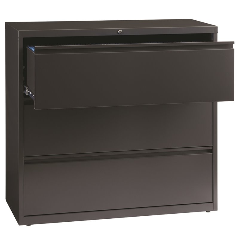 Hirsh 42-in Wide HL8000 Series Metal 3 Drawer Lateral File Cabinet Charcoal