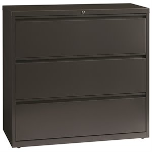hirsh 42-in wide hl8000 series metal 3 drawer lateral file cabinet charcoal