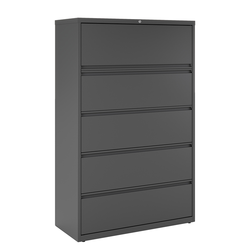 Hirsh 42-in Wide HL8000 Series Metal 5 Drawer Lateral File Cabinet Charcoal